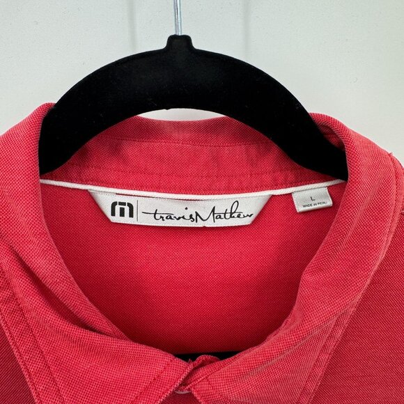 Travis Mathew Golf Polo Shirt Mens‎ Large Red Pima Cotton Polyester Blend - Picture 4 of 7